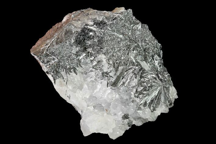 Metallic, Needle-Like Pyrolusite Cystals in Quartz - Morocco #141003